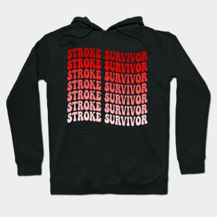 Vintage Groovy Red Awareness Ribbon Funny Stroke Survivor T-Shirt Hoodie